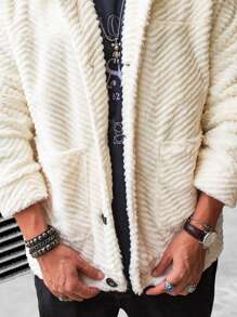 Manfinity Homme Nam Áo Teddy Jackets - Màu be - Xem 3