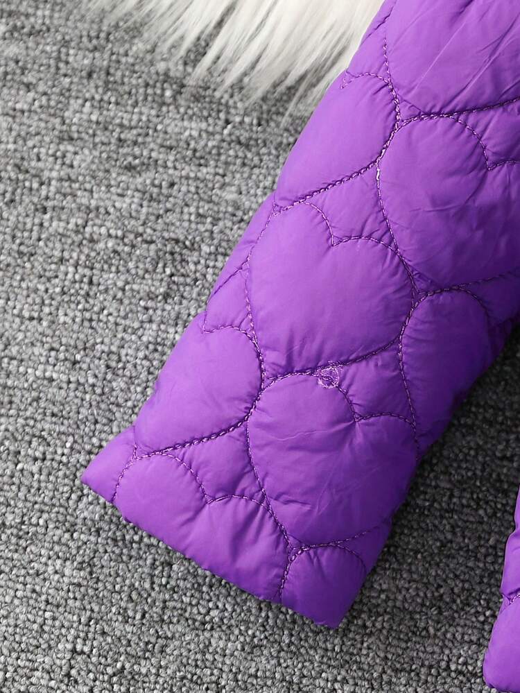 Young Girl Flap Detail Quilted Coat & Ruffle Hem Skirt