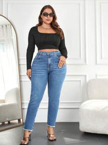 RueChic Plus Size  Slim Fit High Waist Jeans - Medium Wash - View 3