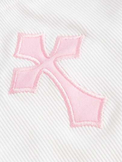 Goth Débardeur tubulaire à côtes avec broderie croix pour femme, école