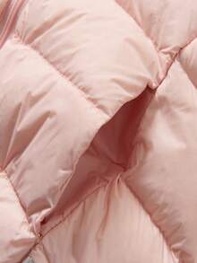 Young Girl Patched Detail Slant Pockets Down Coat