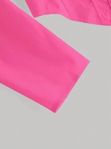 SHEIN MOD Gigot Sleeve Ruched Bustier Crop Shirt - Hot Pink - View 3