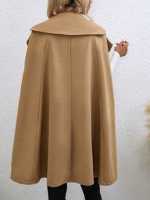 SHEIN Privé 斗篷袖腰帶斗篷大衣 - 卡其色 - 查看 2