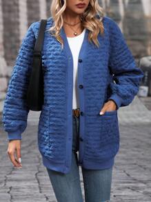 EMERY ROSE Dual Pocket Drop Shoulder Quilted Padded Coat Clothes Winter