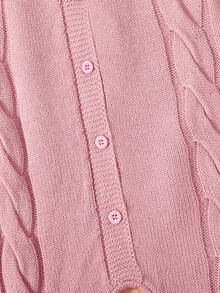 女嬰荷葉邊荷葉袖套頭毛衣&針織連身褲 - 粉色 - 查看 7