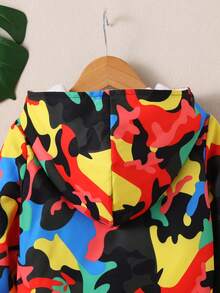 Young Boy 1pc Camo Print Thermal Lined Hooded Coat - Multicolor - View 4