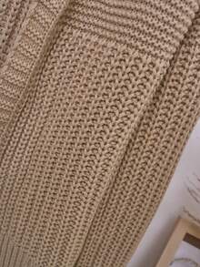 SHEIN Áo khoác cardigan trễ vai cho bé gái tuổi teen không có áo len - Màu Khaki - Xem 5