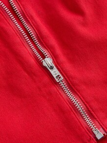 SHEIN MOD Camisa De Mezclilla Roja Con Escote En Forma De Corazón Para Mujer, Para El Día De San Valentín - Rojo - Ver 4
