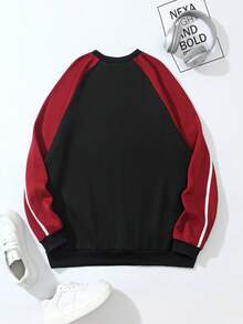 SHEIN Unity Casual V-Neck Criss-Cross Raglan Sleeve Letter Graphic Sweatshirt, Autumn - Multicolor - View 2