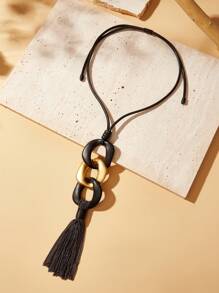 SHEIN VCAY Collar largo con fleco - Dorado - Ver 1