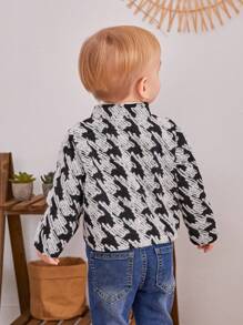 Baby Boy Houndstooth Print Button Front Overcoat - Multicolor - View 7