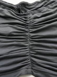 SHEIN ICON 純色褶邊側短款上衣 - 灰色 - 查看 4