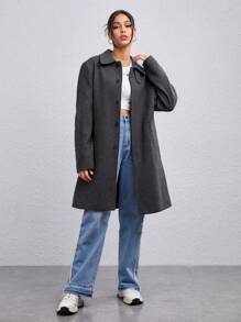 Manfinity Unisex 1 stuk Stevige Losse pasvorm Voorknop Overjassen