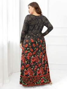 DEARCASE Plus Floral Print Hidden Pocket Dress - Multicolor - View 2