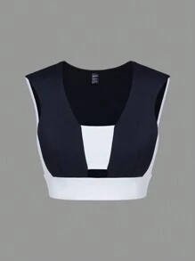 SHEINNeu Top tank de color combinado 2 en 1 - Blanco y Negro - Ver 1