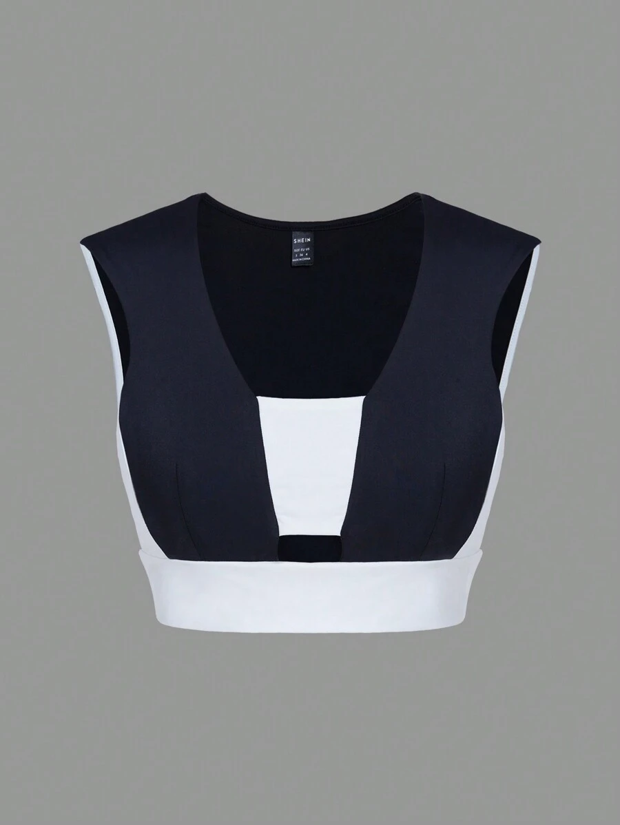 SHEINNeu Top tank de color combinado 2 en 1 - Blanco y Negro - Ver 1