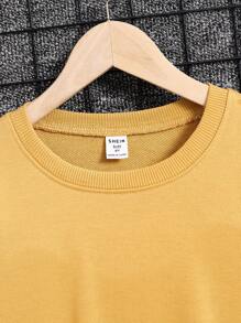 SHEIN Boys Contrast Panel Thermal Lined Sweatshirt - Yellow - View 4