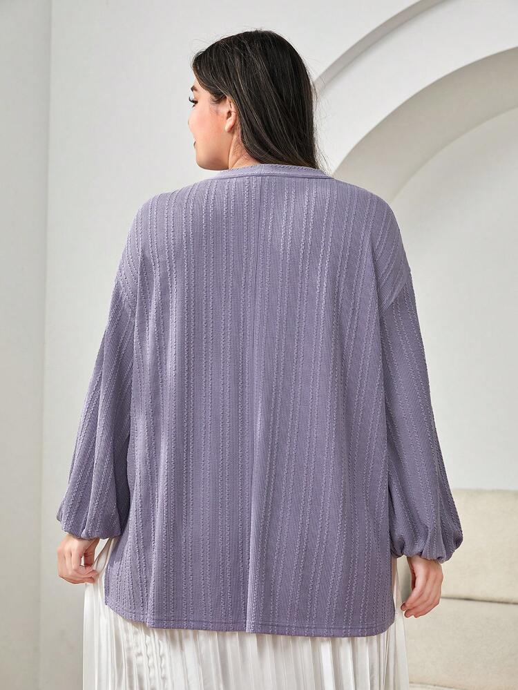 Plus V Neck Bishop Sleeve Tee