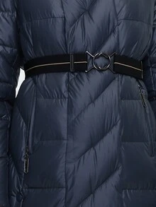 HaiLuoZi Plus Zip Pocket Hooded Padded Coat - Navy Blue - View 7