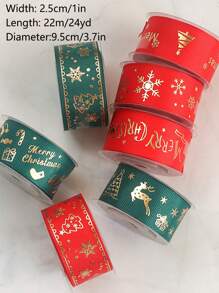 1 Miếng Giáng sinh Ruy băng Đối với Hoa & Trang trí Bánh & Cây , 22m Dài Đỏ/Xanh lục Ruy băng , Ngẫu nhiên Phong cách - Nhiều màu - Xem 3