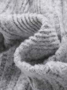 2 Stücke/Set Mädchen einfarbiges Strick Rundhals Figurbetontes Lässig Schwarz & Grau Kleid