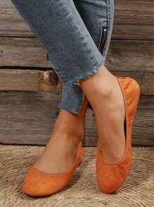 Women's Flat Ballet Dance Shoes - Orange - View 3