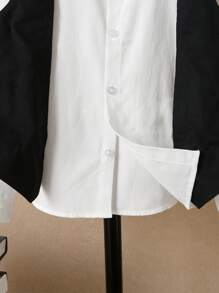 男大童1入組前蝴蝶結雙排釦二合一襯衫 - 黑色 - 查看 8