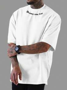 Manfinity Homme Men Plus Slogan Graphic Tee - White - View 1