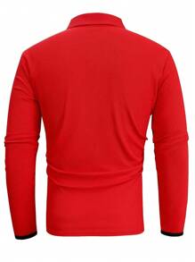 Manfinity Homme Nam Plus Khối màu Áo polo - Đỏ - Xem 2