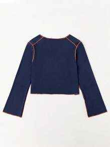 SHEIN EZwear Áo thun Plus size Hình học Slogan Giải trí - Màu xanh hải quân - Xem 2