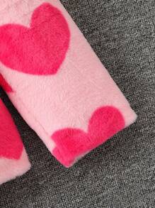 SHEIN Palton și pălărie cu brâu cu model de inimă pentru fete Tween, fără pulover - Multicolor - Vizualizare 6