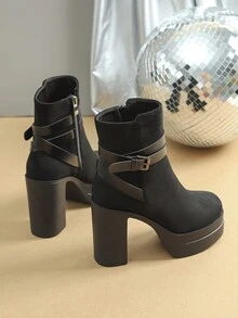 Tối giản Dày Bốt Cổ điển , Của phụ nữ Đen Đúng mốt Giày ống - màu đen - Xem 2