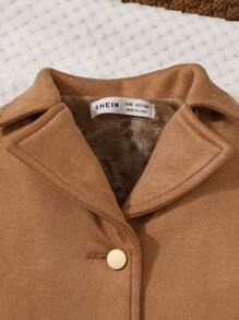 SHEIN 女孩嬰兒西裝領夾克&喇叭褲 - 棕色 - 查看 3