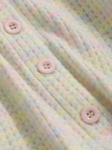 DAZY Space Dye Button Front Crop Tee Long Sleeve Women Tops