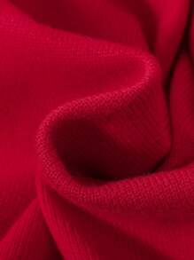 SHEIN Tween Girl Turtleneck Graphic Pattern Ruffle Hem Sweater Dress - Red - View 3