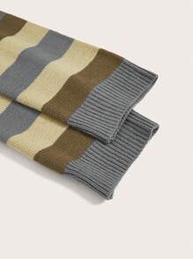 SHEIN ICON 大碼條紋圖案落肩袖短款毛衣 - 彩色 - 查看 4