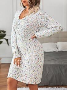 SHEIN Clasi 大碼段染毛衣洋裝 - 白色 - 查看 5