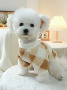 PETSIN 1 quần áo cho thú cưng dành cho chó và mèo, mùa thu và mùa đông mới, lót nhiệt, ấm áp, lông cừu, áo nỉ cổ tròn màu cà phê sữa, áo hoodie cho thú cưng - Nhiều màu - Xem 4