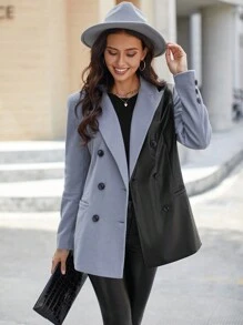 SHEIN Clasi Hai âm Đôi ngực Áo vest - Nhiều màu - Xem 4