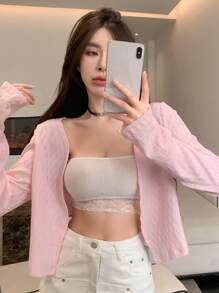 DAZY Veste de couleur unie, vêtements d'automne pour femmes - Rose bonbon - Voir 7