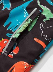 Chàng trai trẻ In Khủng long Dây kéo áo có mũ Lót nhiệt áo - trái cam - Xem 7