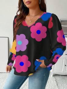 Celure Hơn In hoa Tay áo lồng đèn Áo sơ mi - Nhiều màu - Xem 5