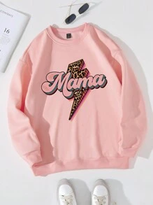 SHEIN Unity Letter Graphic Thermal Lined Sweatshirt - Baby Pink - View 1