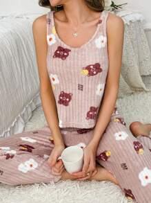 Floral Print PJ Set - Multicolor - View 4