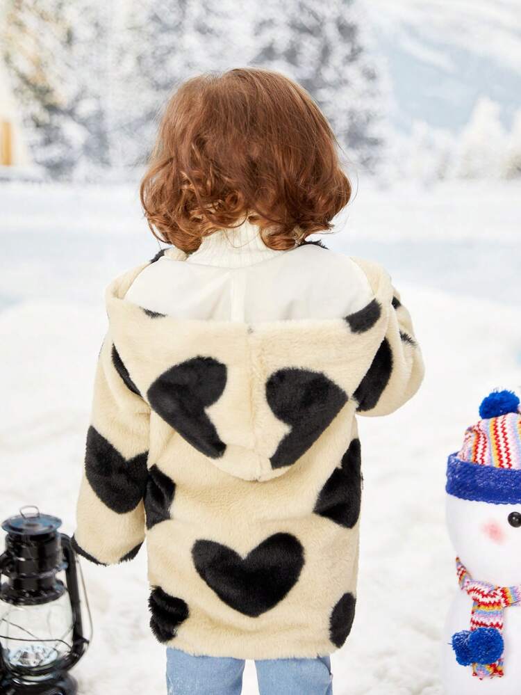 Baby Girl Heart Pattern Teddy Coat