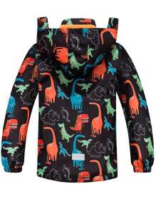 Chàng trai trẻ In Khủng long Dây kéo áo có mũ Lót nhiệt áo - trái cam - Xem 2