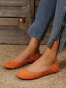 Women's Flat Ballet Dance Shoes - Orange - View 4