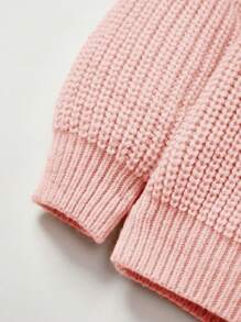 Cozy Pixies Baby Girl Drop Shoulder Ribbed Knit Sweater - Pink - View 6