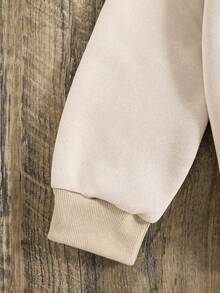 SHEIN Tween Girl Butterfly & Letter Graphic Sweatshirt - Khaki - View 3