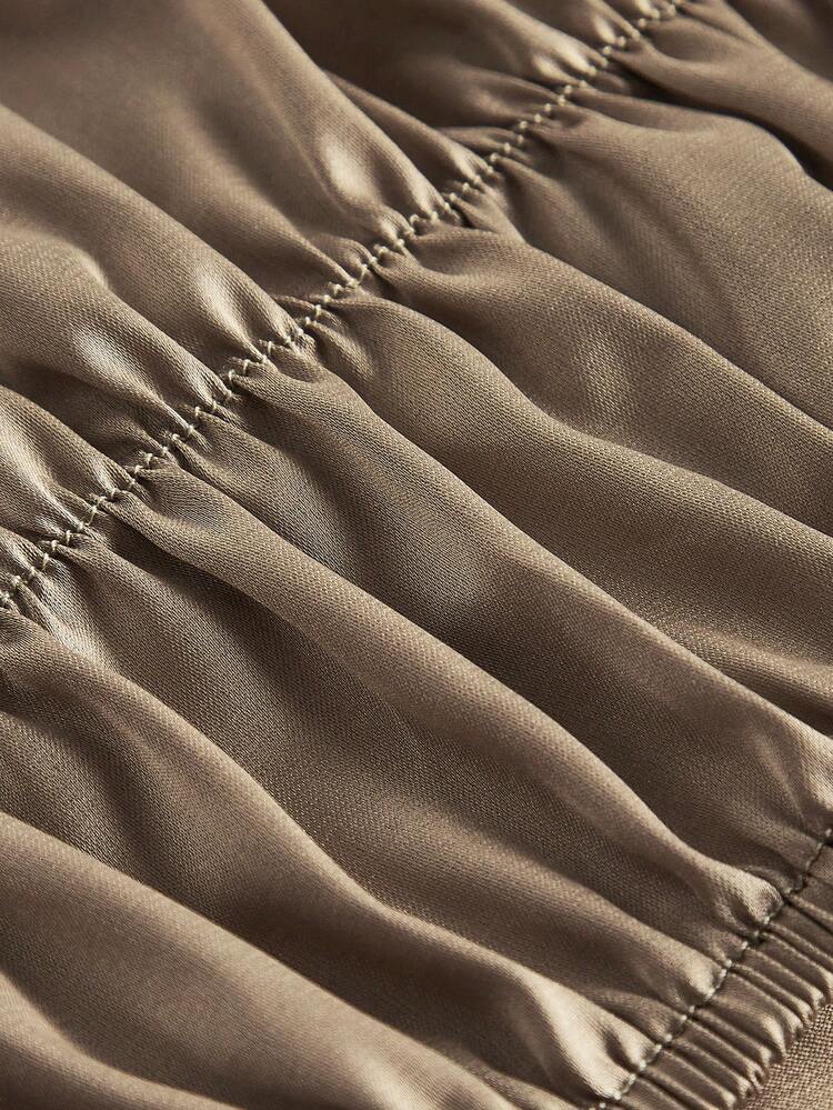 Ruched Bust Bandana Hem Crop Blouse